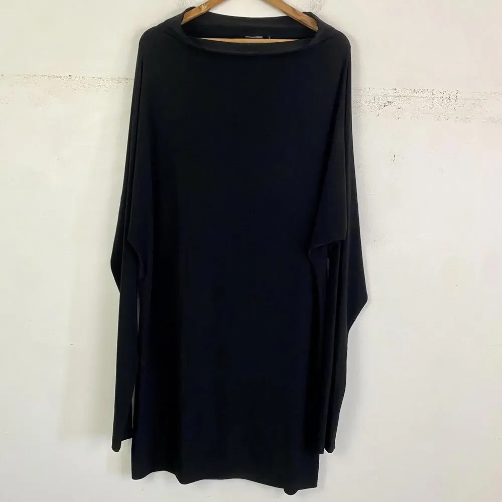 NORMA KAMALI All In One black cowl neck long sleeve dress sz L - Picture 3 of 7